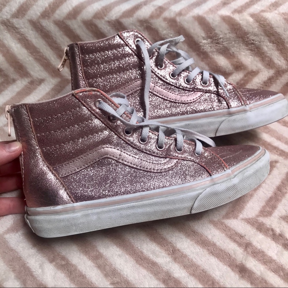 Pink sparkly high top vans